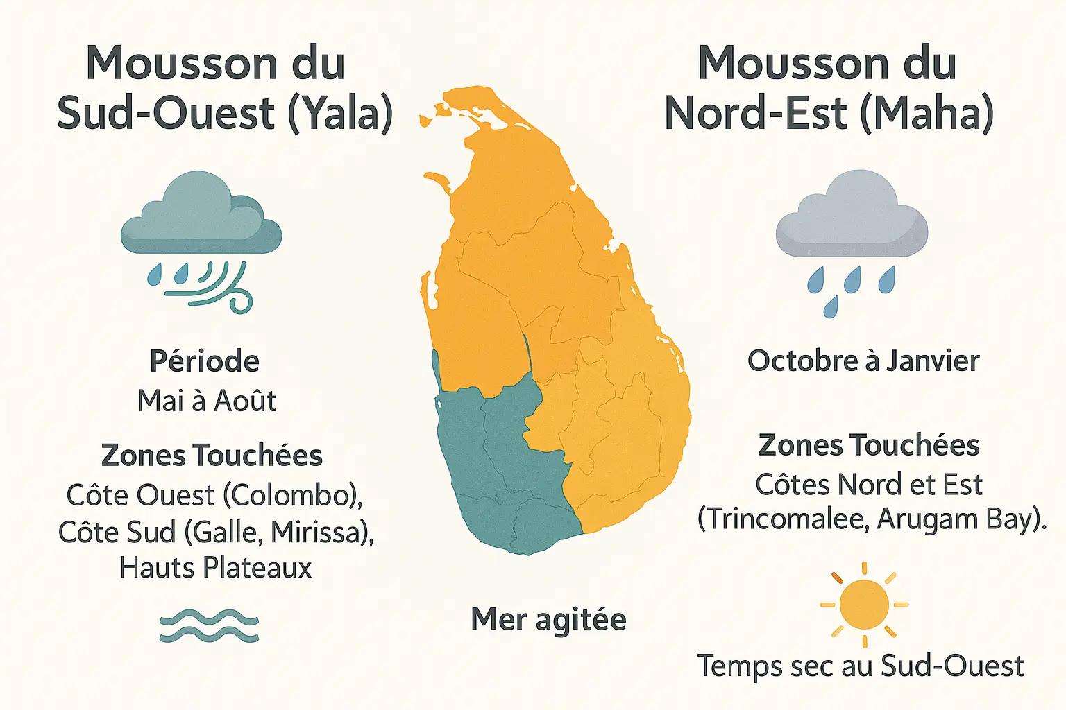 carte des moussons au Sri Lanka