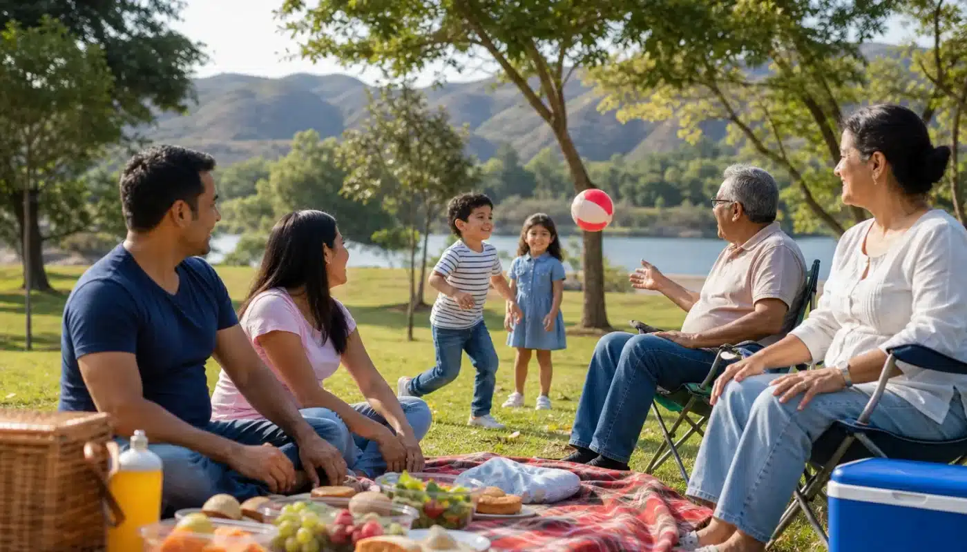Famille profitant d'activités variées pour des vacances réussies