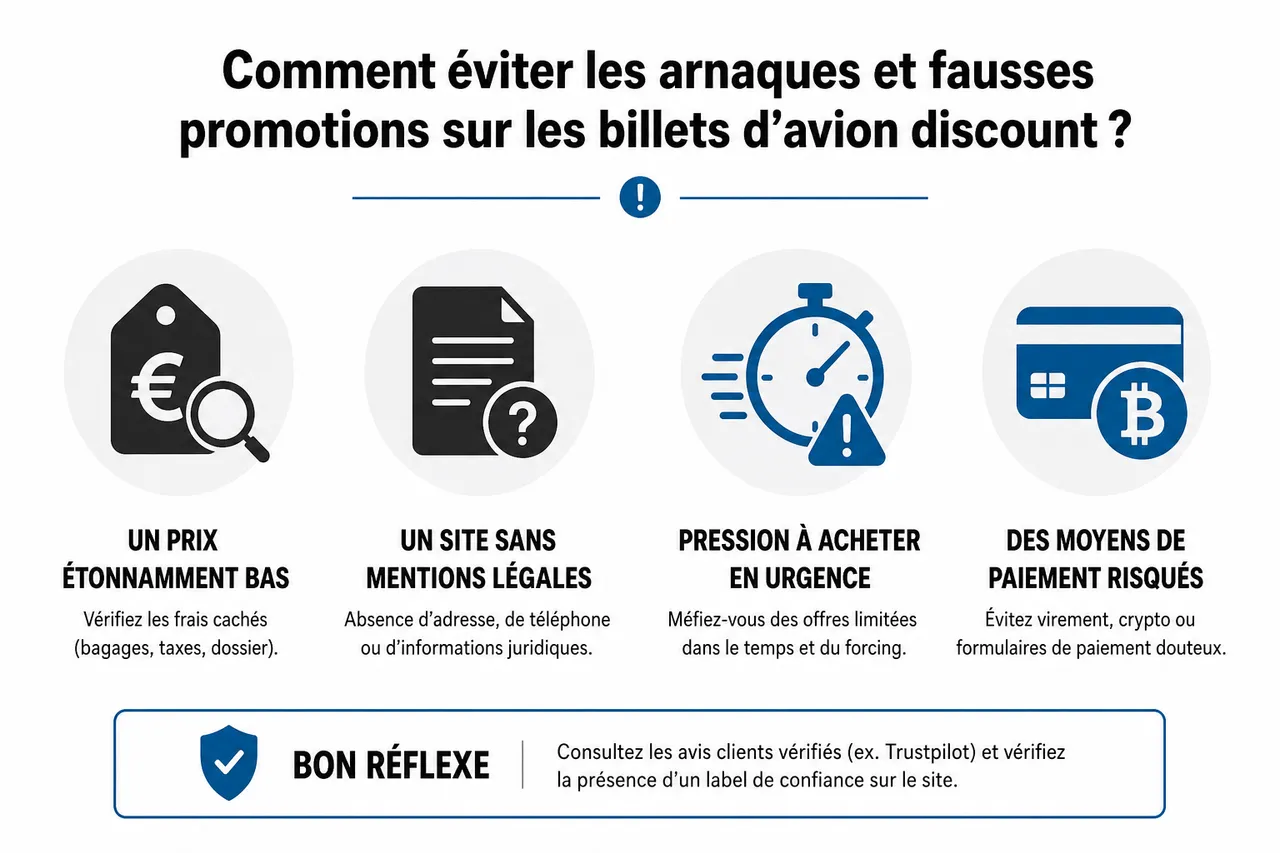 7 astuces pour trouver un billet d’avion discount sans tomber sur les faux bons plans , Comment éviter les arnaques et fausses promotions sur les billets d’avion discount?