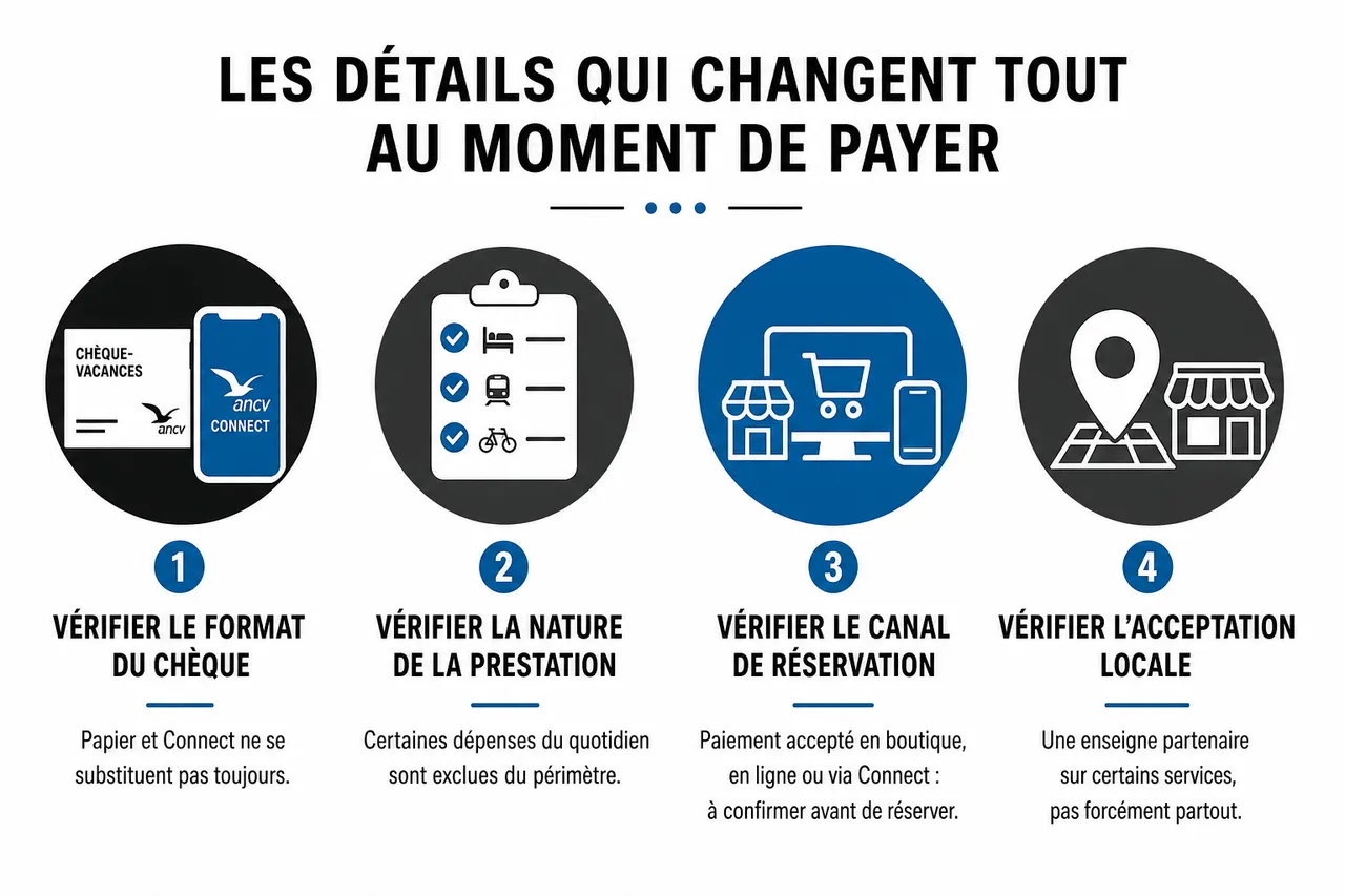 Chèques-vacances ANCV: où les utiliser sans perdre de temps , Les détails qui changent tout au moment de payer