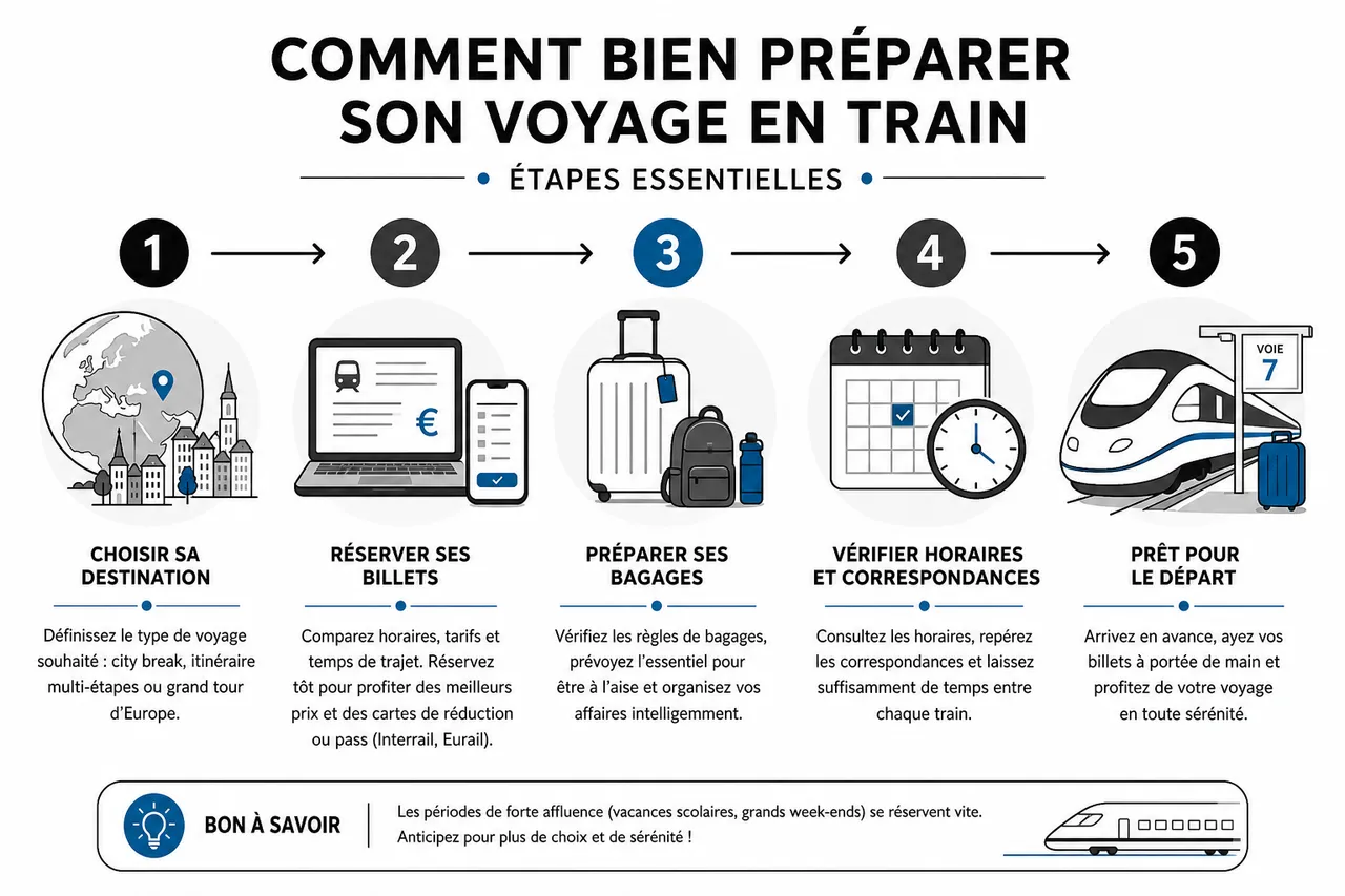 Voyage en train comment bien s’organiser avant de partir , Comment bien préparer son voyage en train: étapes essentielles
