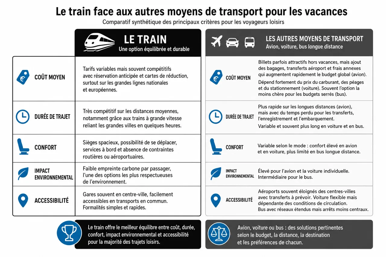 Voyage en train comment bien s’organiser avant de partir , Le train face aux autres moyens de transport pour les vacances