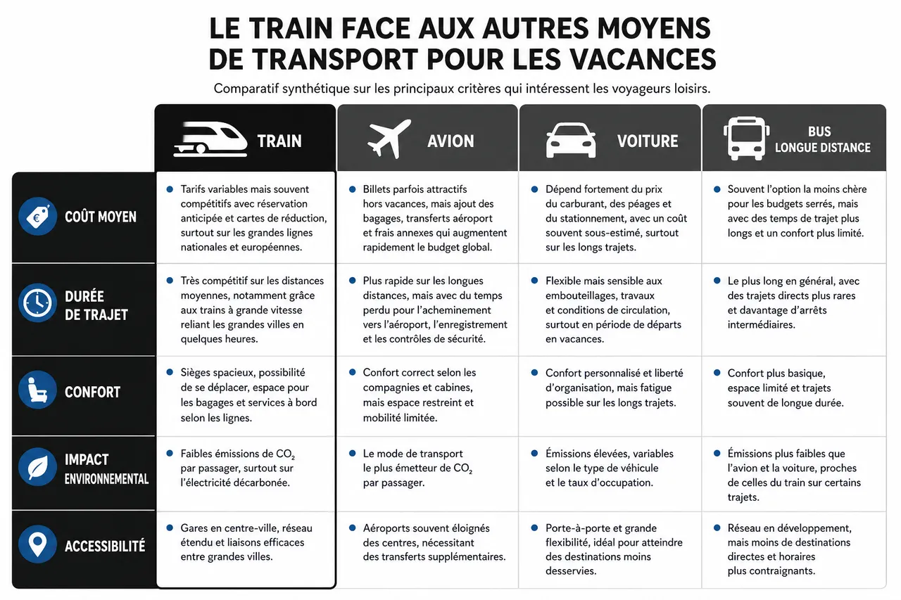 Voyage en train comment bien s’organiser avant de partir , Le train face aux autres moyens de transport pour les vacances