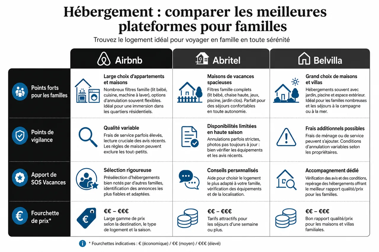 Voyage en famille et ce qu’il faut anticiper pour voyager plus sereinement , Hébergement: comparer les meilleures plateformes pour familles