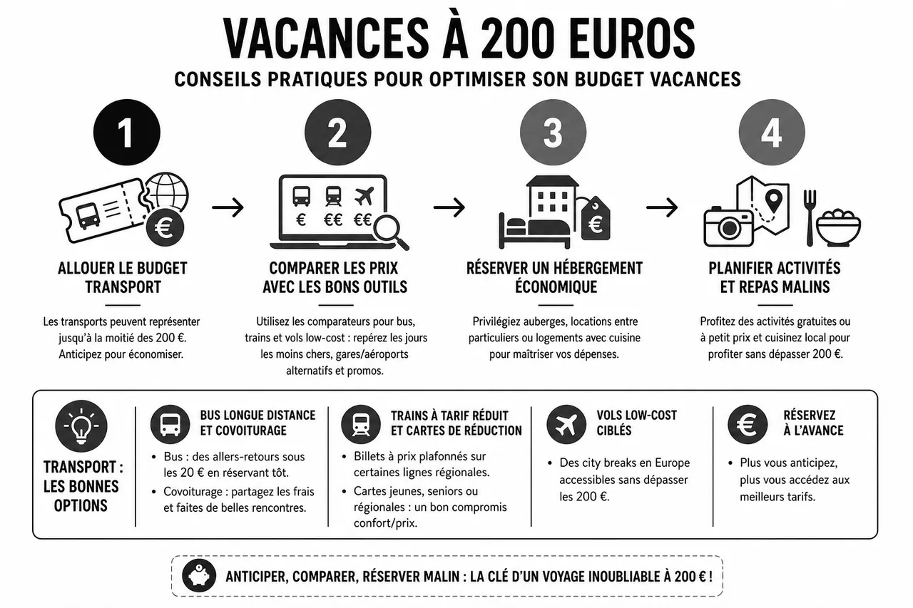 Comment organiser des vacances inoubliables avec seulement 200 euros? , Conseils pratiques pour optimiser son budget vacances