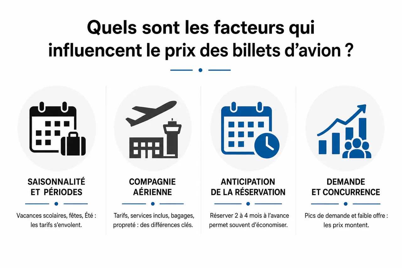 Vols d’avion et ce qui fait vraiment varier les tarifs , Quels sont les facteurs qui influencent le prix des billets d’avion?