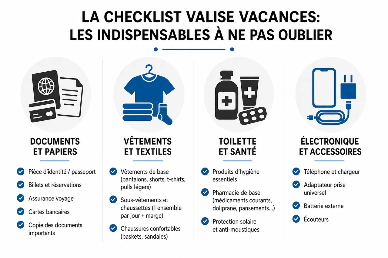Checklist valise vacances les indispensables à ne pas oublier selon votre type de séjour , La checklist valise vacances: les indispensables à ne pas oublier