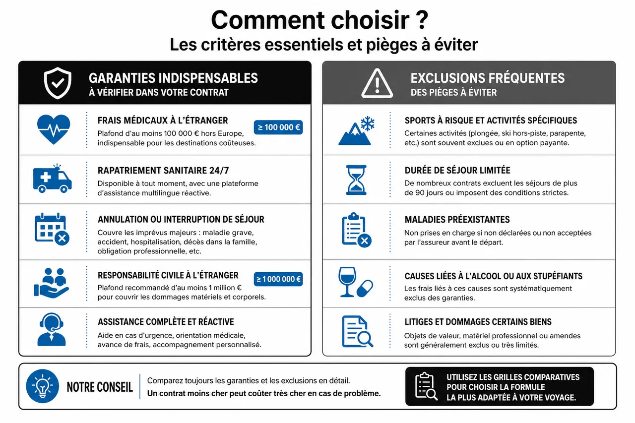 Assurance voyage comment choisir la bonne formule sans payer trop cher , Comment choisir? Les critères essentiels et pièges à éviter