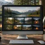 Camping en ligne réservation pour été 2026 avec ordinateur et nature