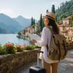 Voyage en solo serein avec sac à dos et carte de voyage