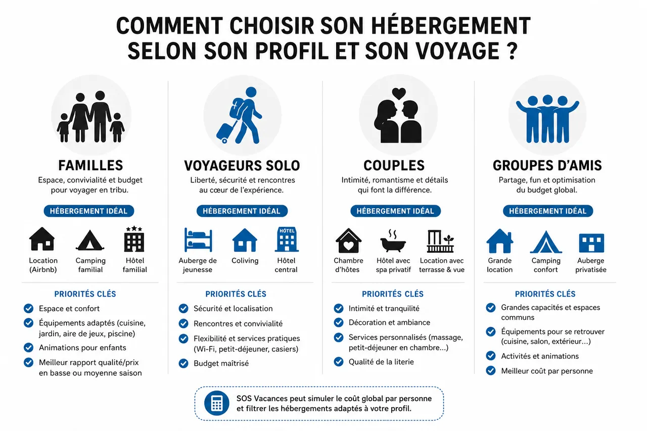 Hôtel, location, camping ou auberge de jeunesse quel hébergement choisir selon votre façon de voyager? , Comment choisir son hébergement selon son profil et son voyage?