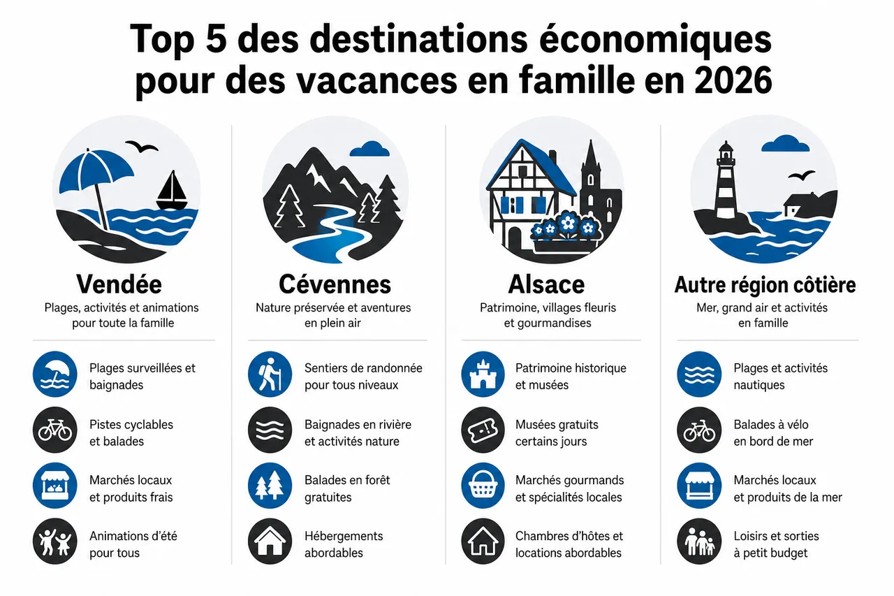 Vacances en famille à petit budget 5 idées de séjours malins qui ne donnent pas l’impression de se priver , Top 5 des destinations économiques pour des vacances en famille en 2026