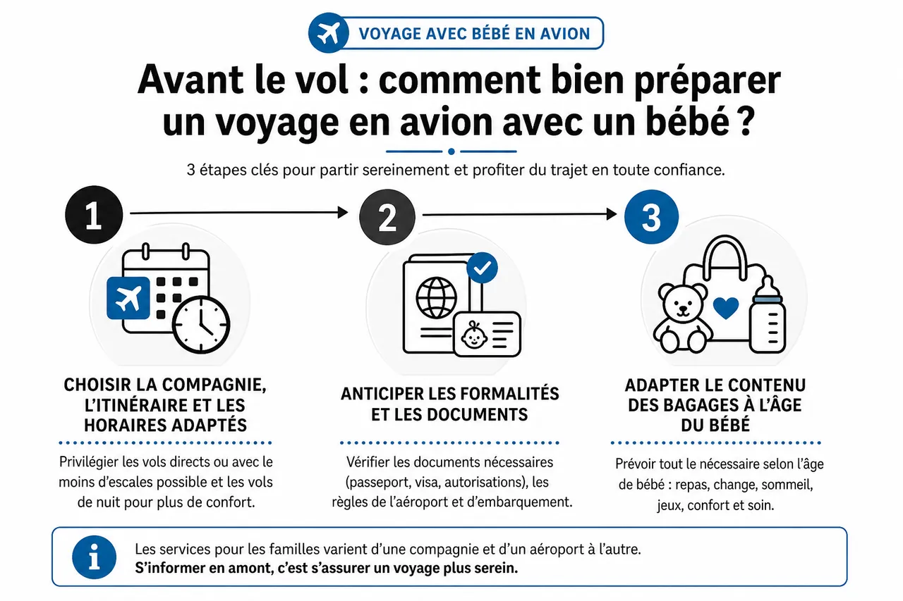 Voyager en avion avec un bébé comment s’organiser pour que le trajet se passe vraiment bien , Avant le vol: comment bien préparer un voyage en avion avec un bébé?