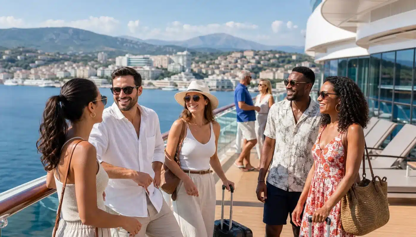 Navire de croisière méditerranéenne avec passagers en détente