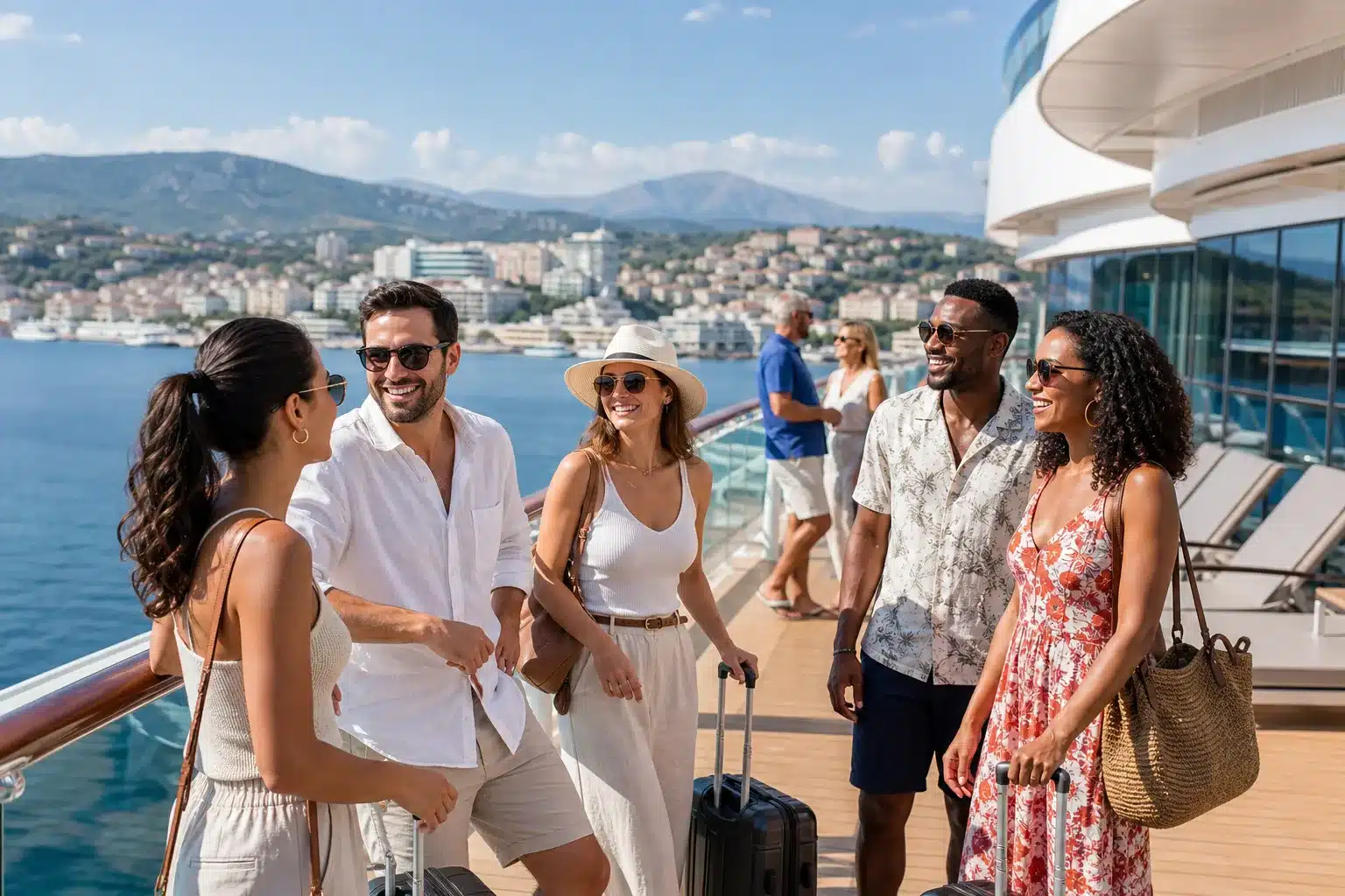 Navire de croisière méditerranéenne avec passagers en détente