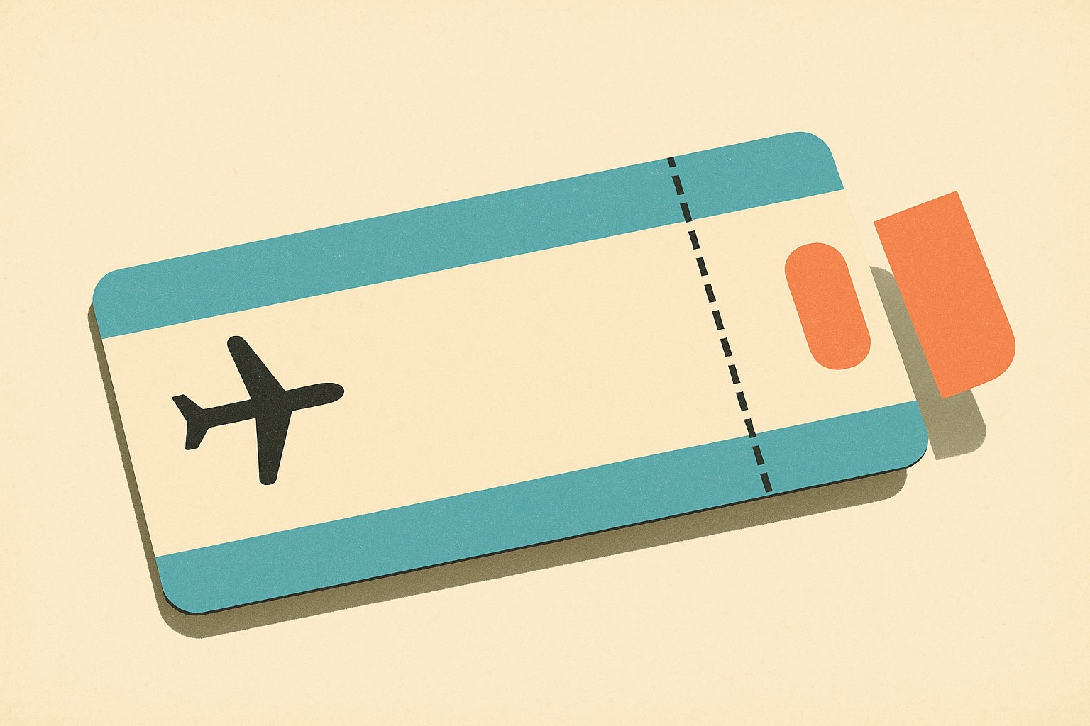Carte d'embarquement decoupee en parts egales symbolisant le paiement fractionne